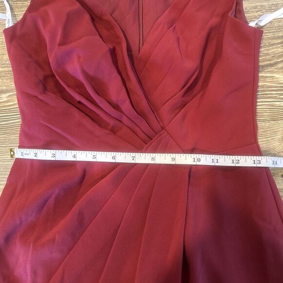NWT Jenny Packham V Neck Crepe Column Gown Bridesmaid Dress Burgundy Sz 0. 17 - Picture 9 of 10